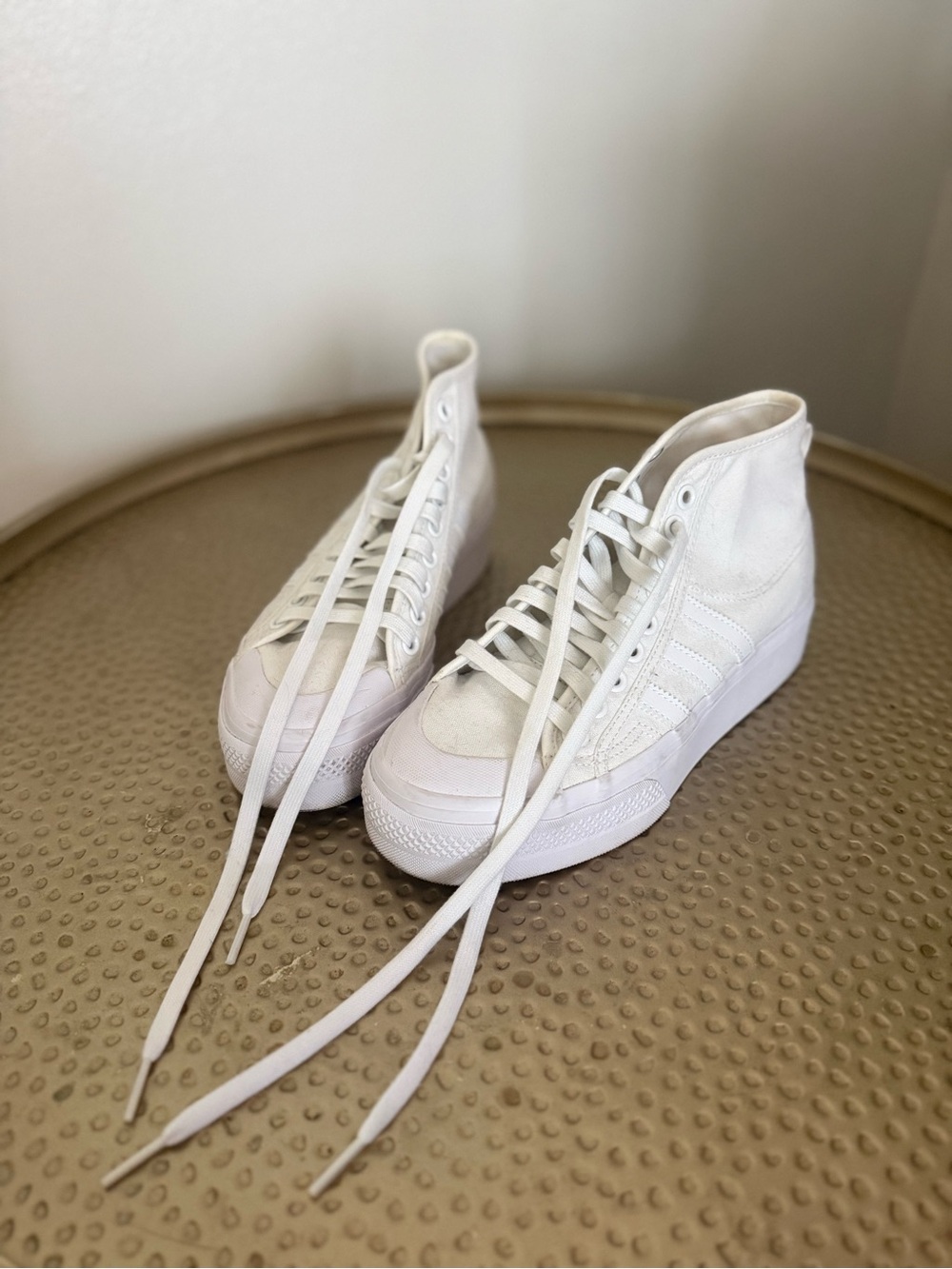 Adidas Nizza White High-Top Platform Sneakers
